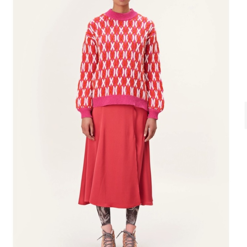 Stine Goya Jade A-Line Midi Skirt Dahlia